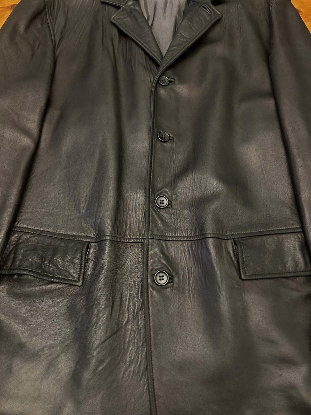 Hugo Boss Lamb Leather 26/2 Italian Nappa Black Jacket Mens 48 Medium Vintage