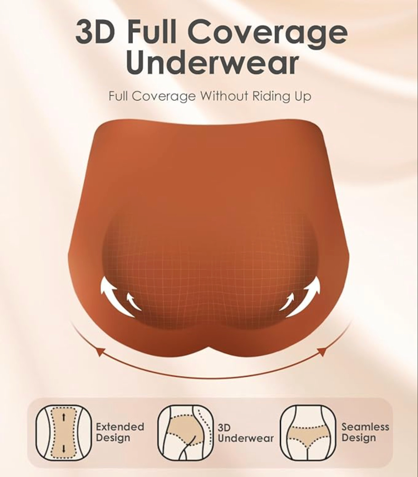 Seamless Womens High Waisted Underwear No Show Briefs Stretch Panties 6Pk
