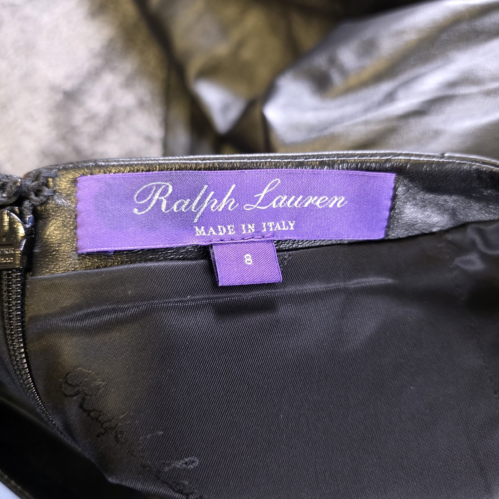 Ralph Lauren Purple Label Curran Nappa Leather Skirt Womens 8 Lambskin $2290
