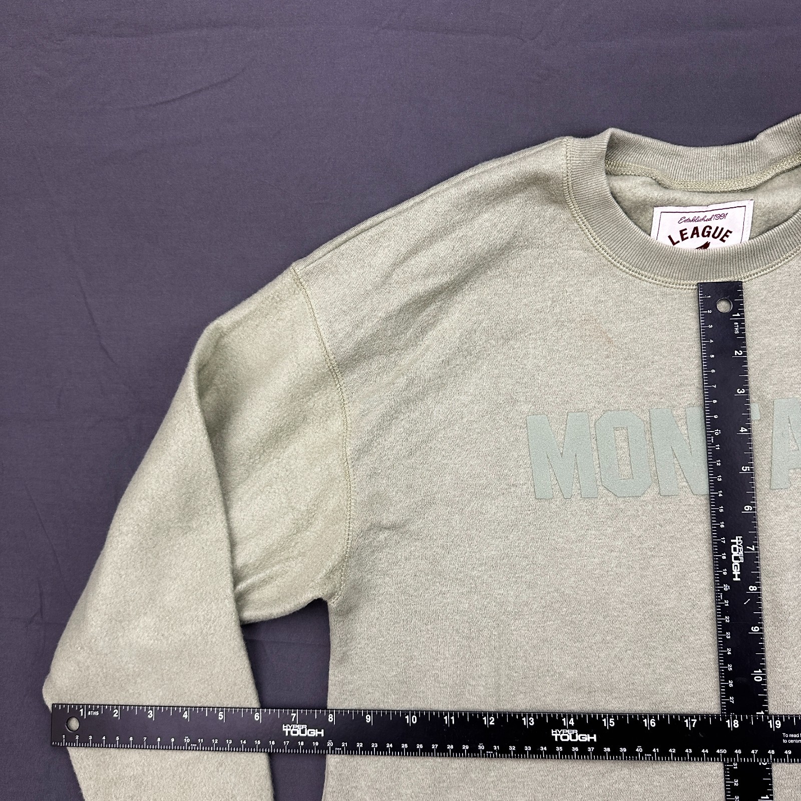 League Collegiate Sweatshirt Womens Medium Sage Green Montana Logo Fleece Lined