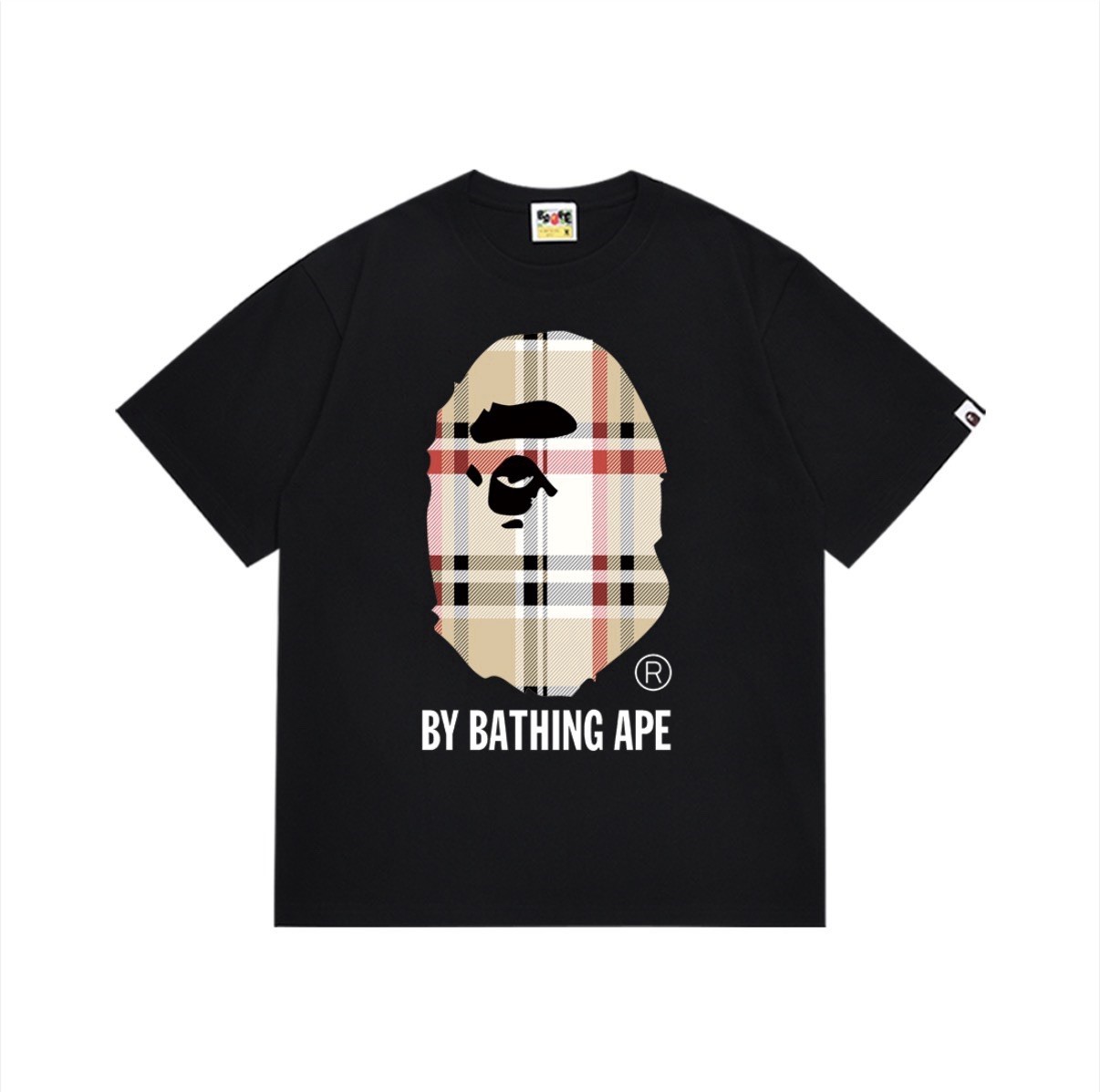 A Bathing Ape BAPE Mens Black/Red Graphic Crew Neck T-Shirt