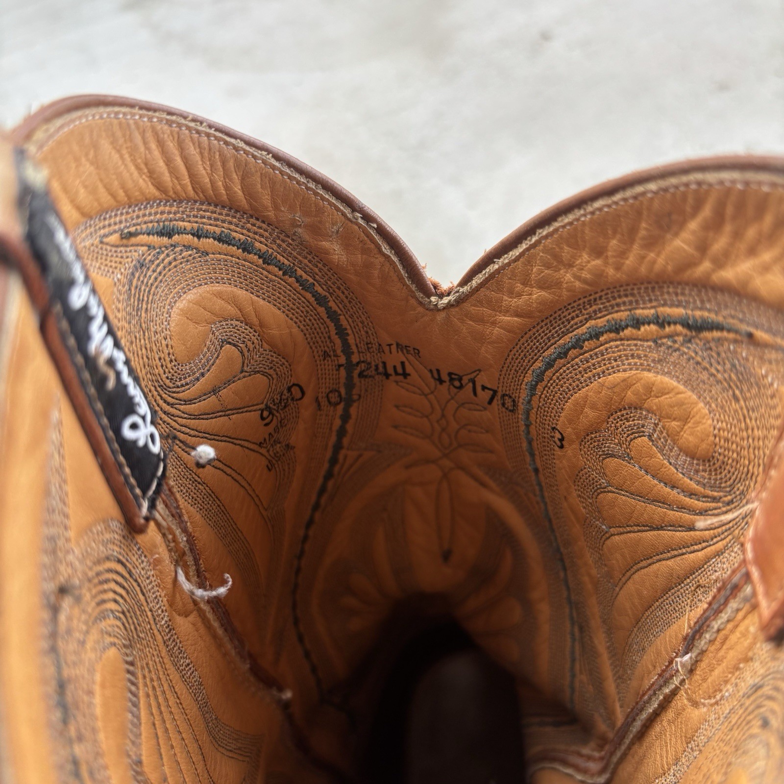 Larry Mahan Full Quill Ostrich Leather Cowboy Boots Cognac Brown Sz 9.5 Vintage
