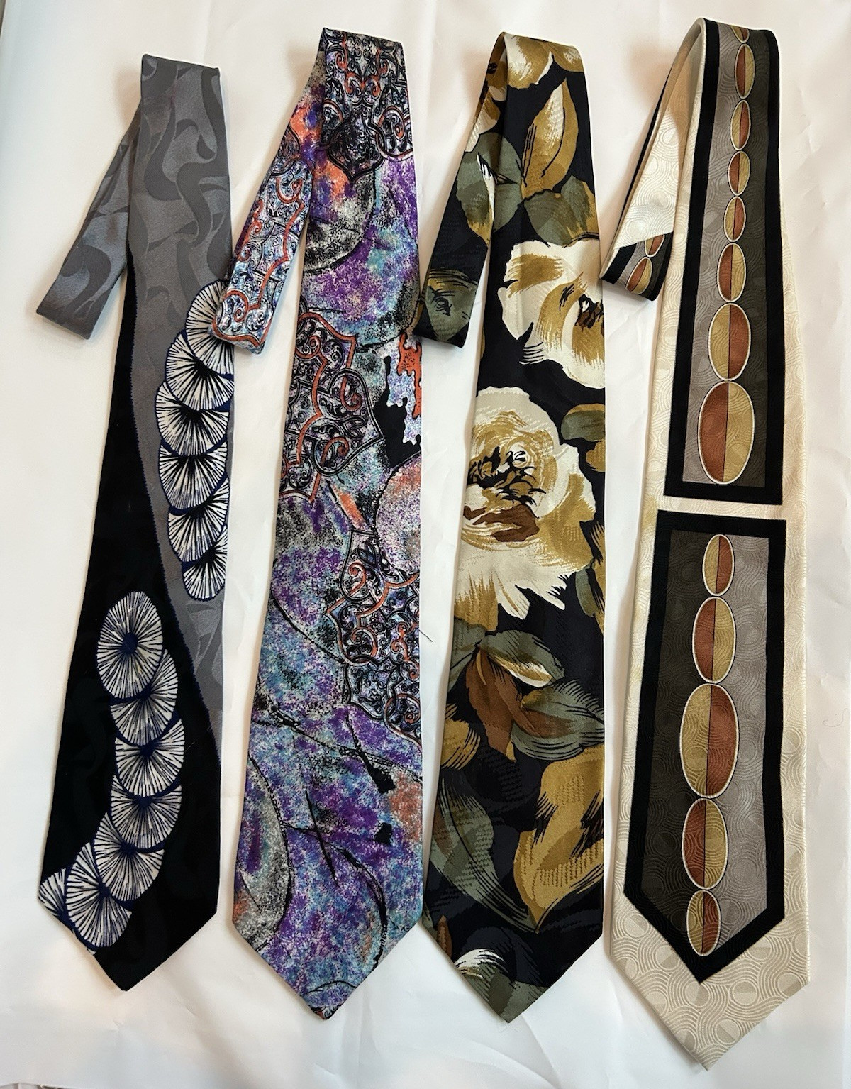 Screenplay by Martin Wong Men’s Silk Woven Tie Lot 4 Mixed Abstract Floral