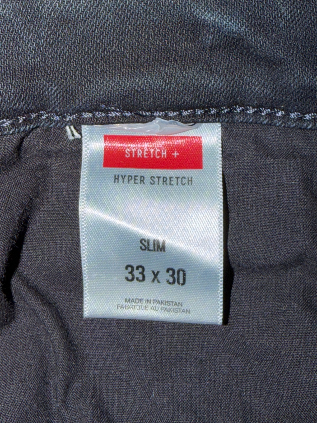 Express Jeans Mens 33×30 Black Denim Cotton Straight Leg Slim-Fit Hyper Stretch