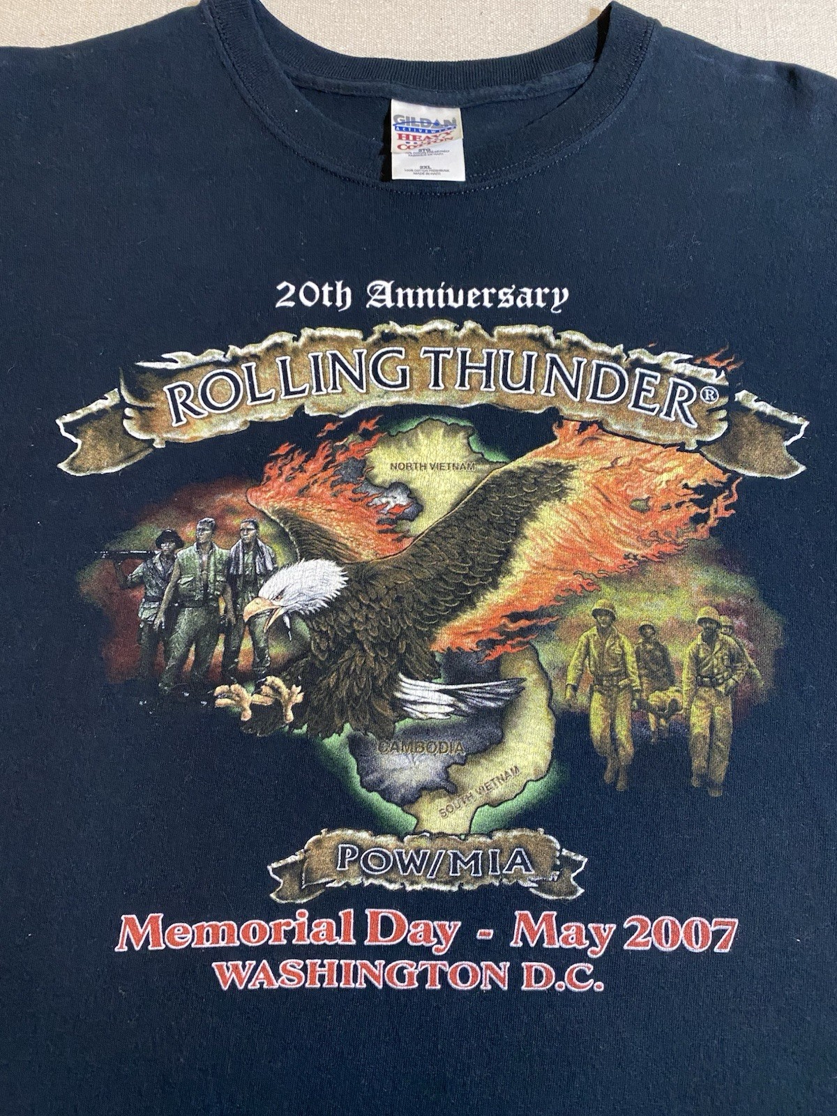 20th Anniversary ROLLING THUNDER Commemorative Graphic T-Shirt 2007 Men’s 2XL