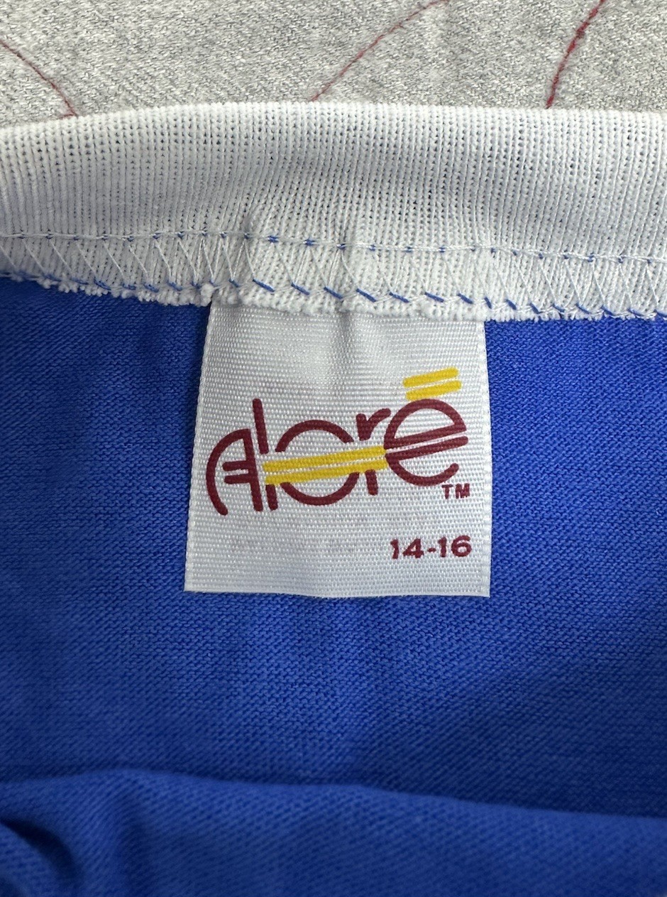 Deadstock VTG Alore Single Stitch Blue/White Retro Ringer Shirt Youth 14-16 USA
