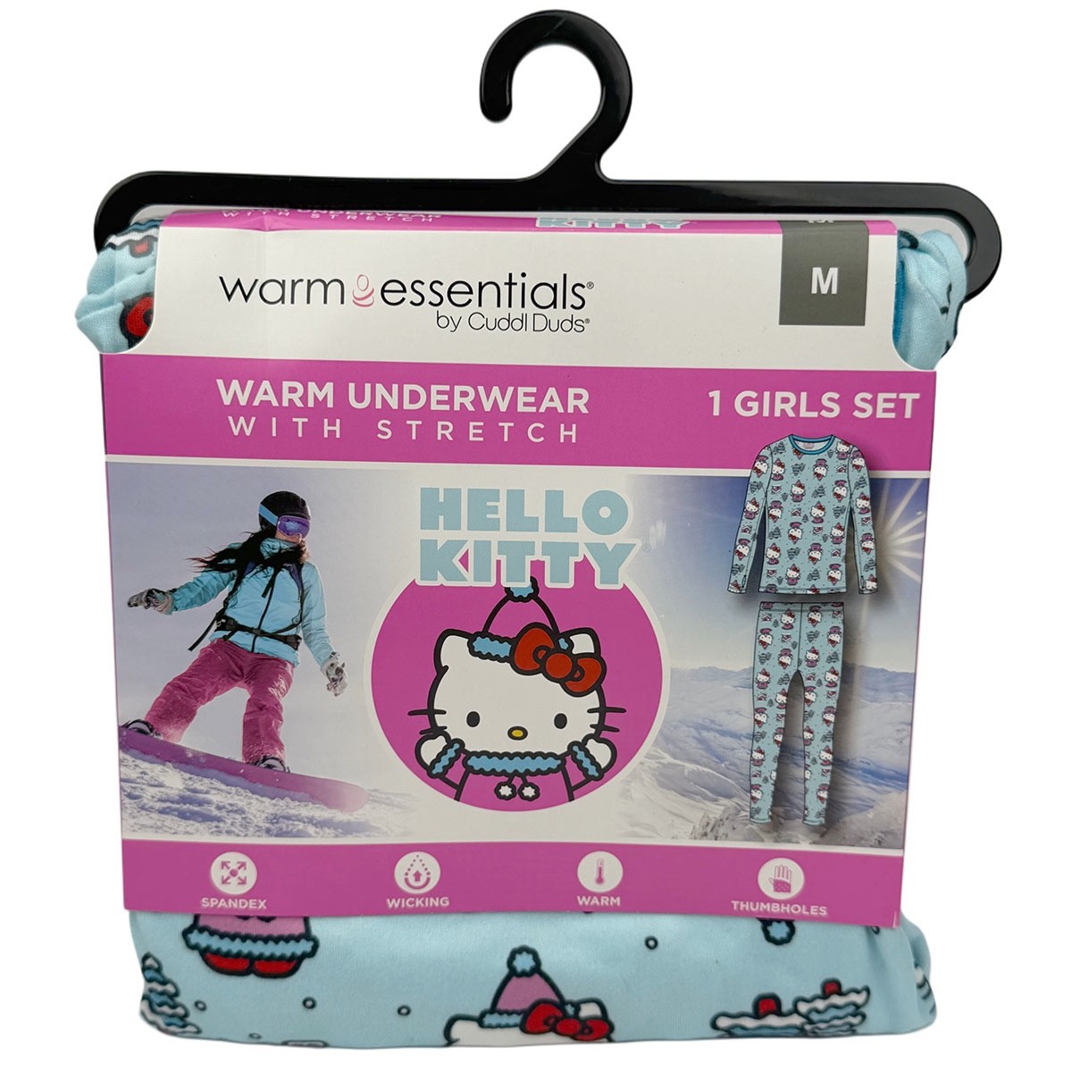 Girls’ Warm Essentials Thermal Underwear Set Hello Kitty Size Medium 8/10 NEW