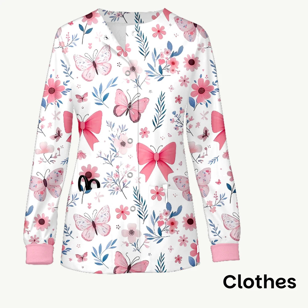 Women Nurse Scrub Jacket Medical Uniform Hospital Dental Clinic Work Wear Top