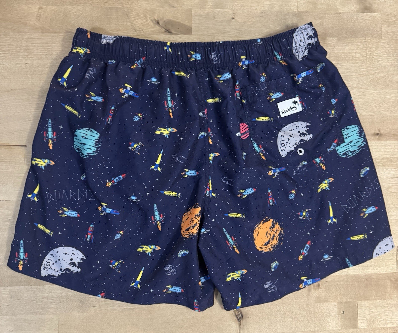 Boardies Apparel Rocket Navy Swim Trunks Size Medium stars Space