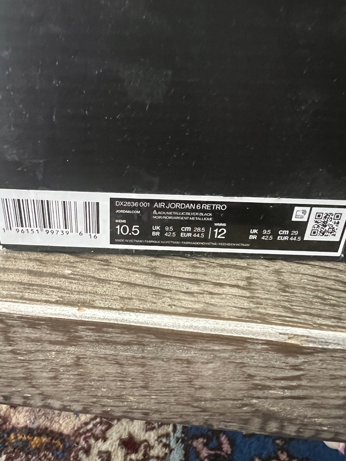 Nike Air Jordan 6 Retro Chrome Metallic Silver Black Size 10.5 DX2836-001 OG Box