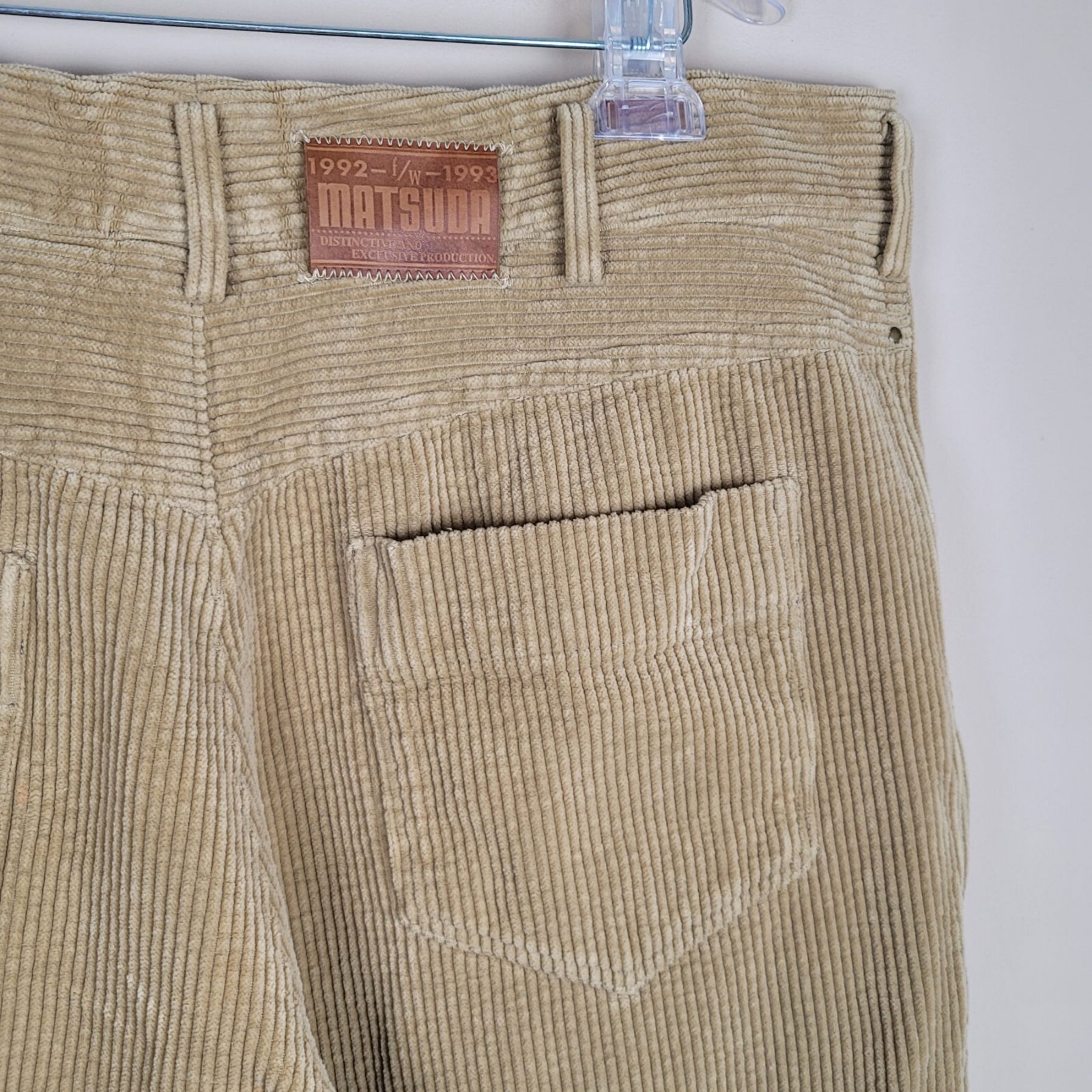 Matsuda Nicole Tokyo Size L Waist 39 Vintage 90s Chunky Corduroy Camel Pants