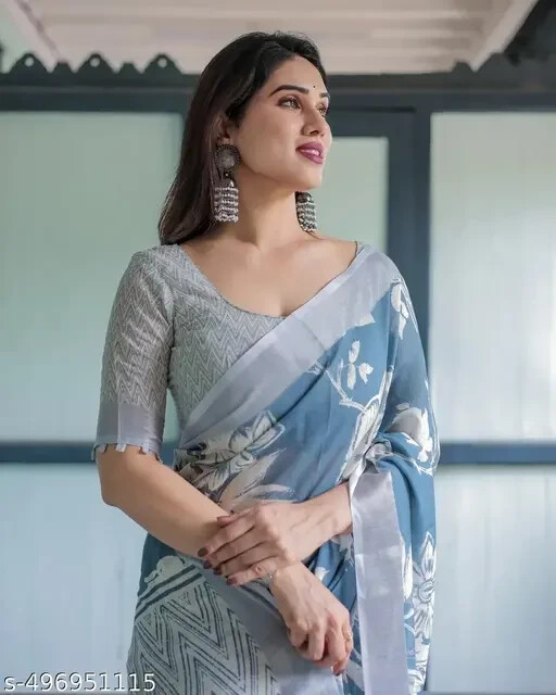 Pure Cotton Linen Saree for Women