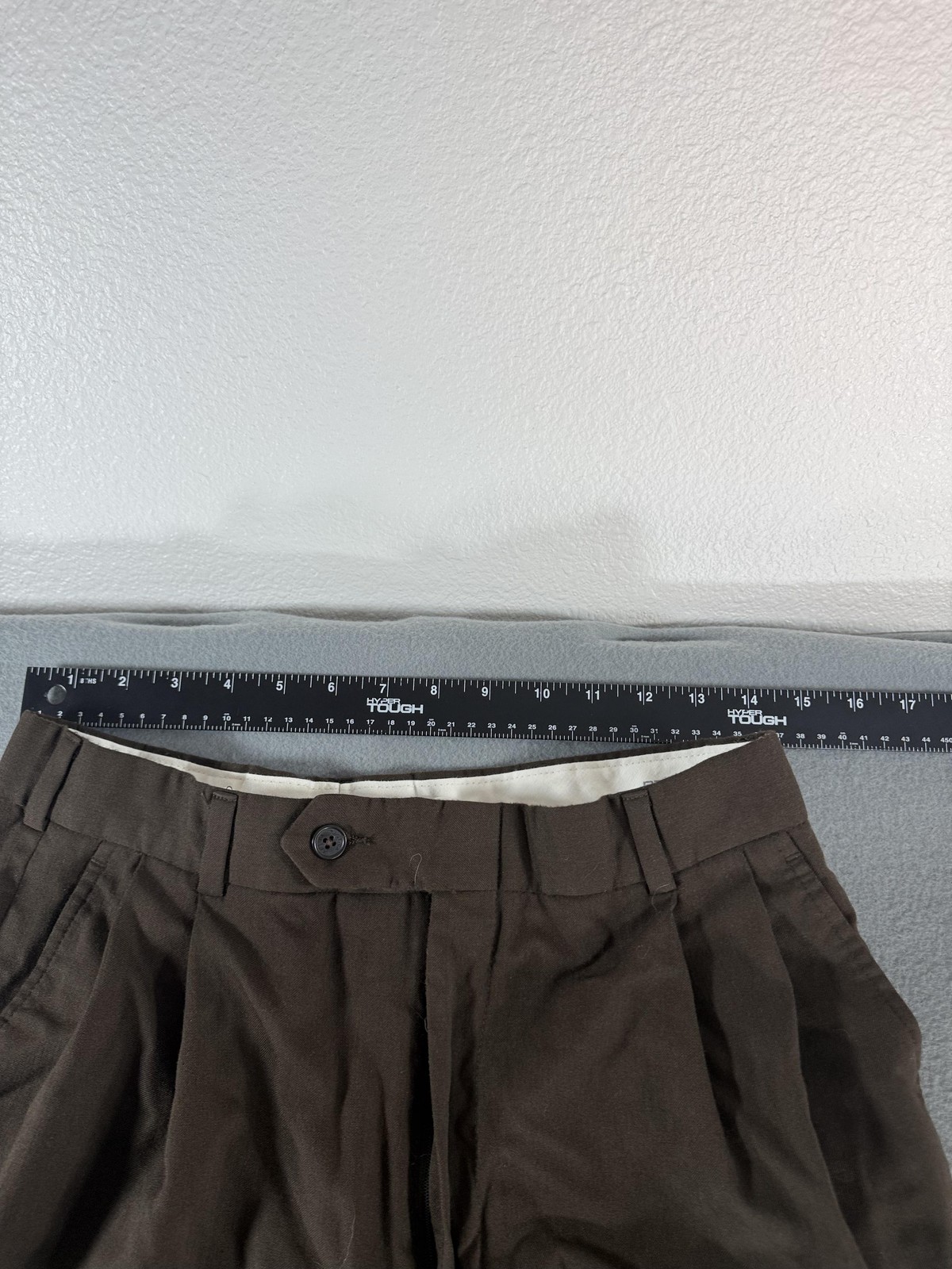 vtg Nautica 32×32 Brown Dress Suit Pants Pleated Cuffed 100% Wool Trouser