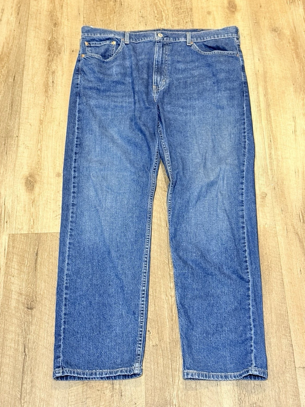 Levi’s Men’s Straight Fit Blue Denim Jeans Cotton 5-Pocket Mid Rise wash