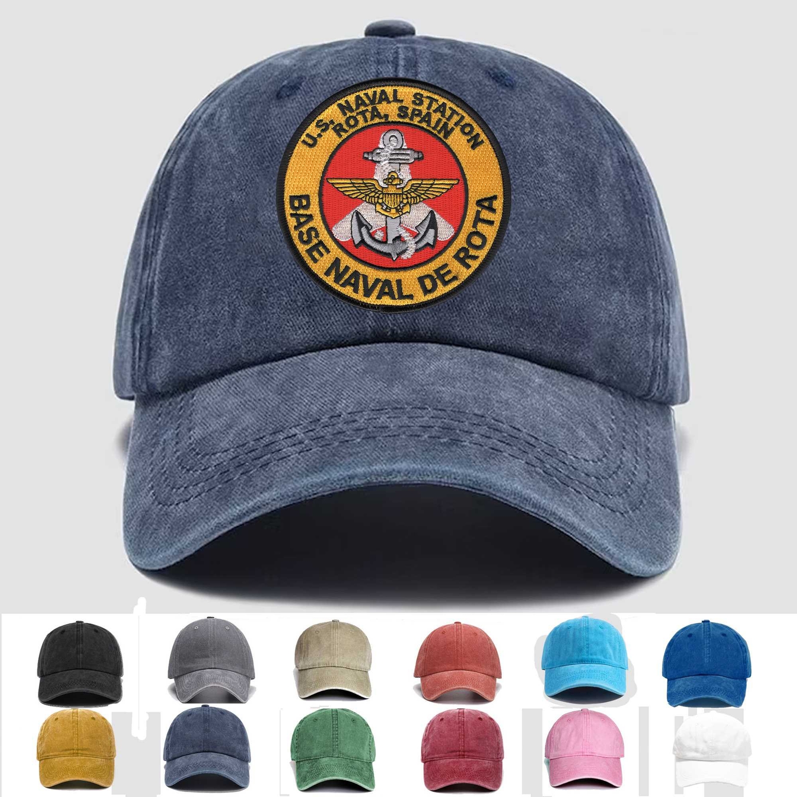 Custom Embroidered Hat Naval Station Rota Spain, Veteran Cap, Trucker Hat, Gift