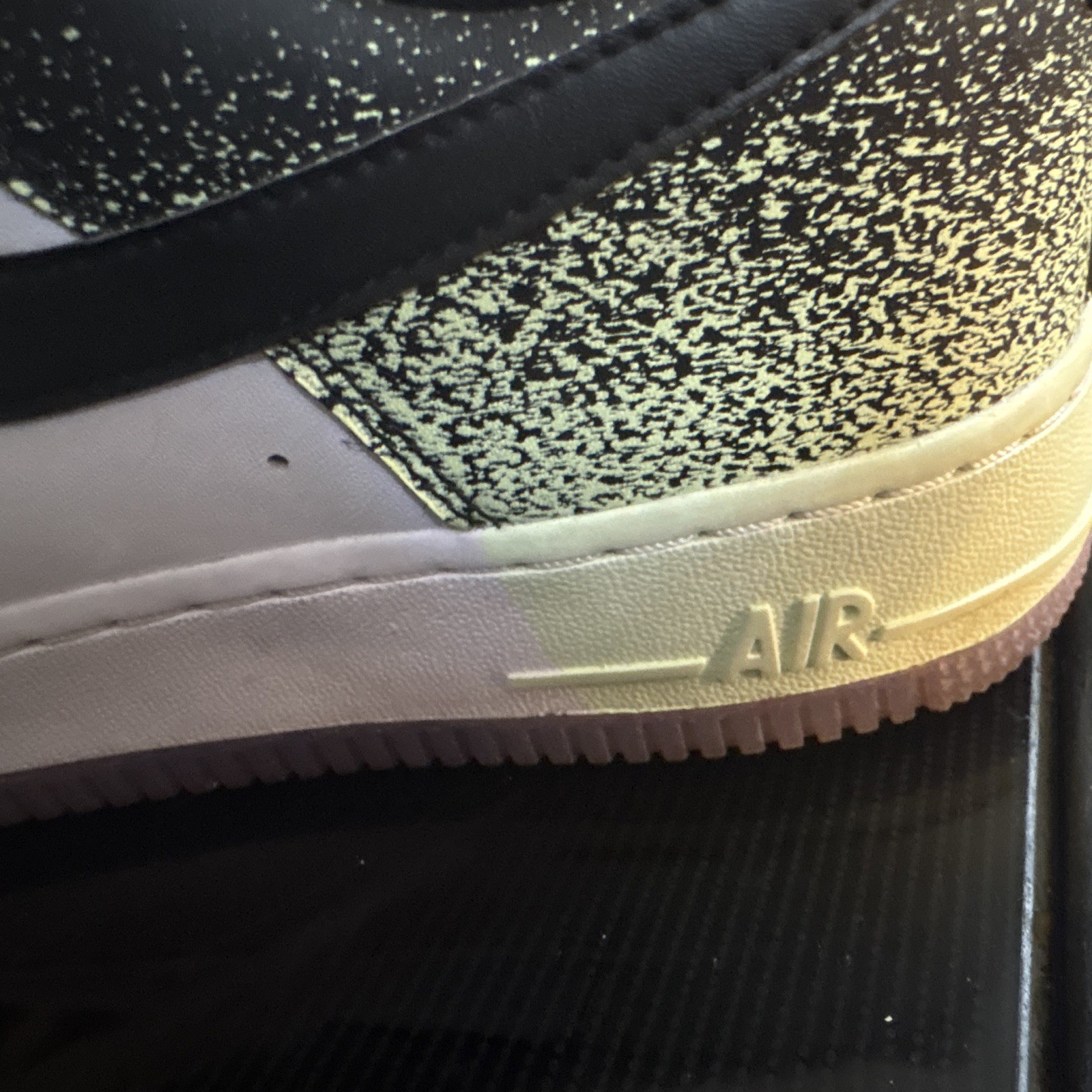 Nike Air Force 1 Low Top Sneakers White/Black Speckled Green Purple