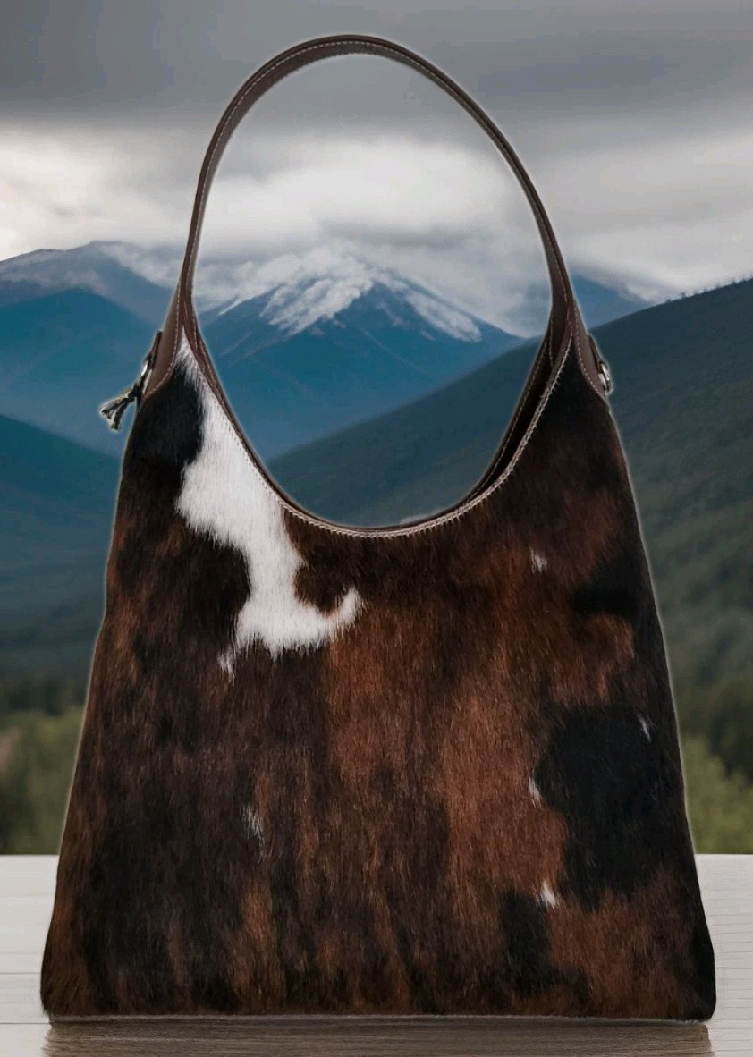 🌞CAVALCANTI ITALIAN DESIGNER HAIR CALF BROWN COWHIDE LEATHER LG HOBO BAG🌺NWT!