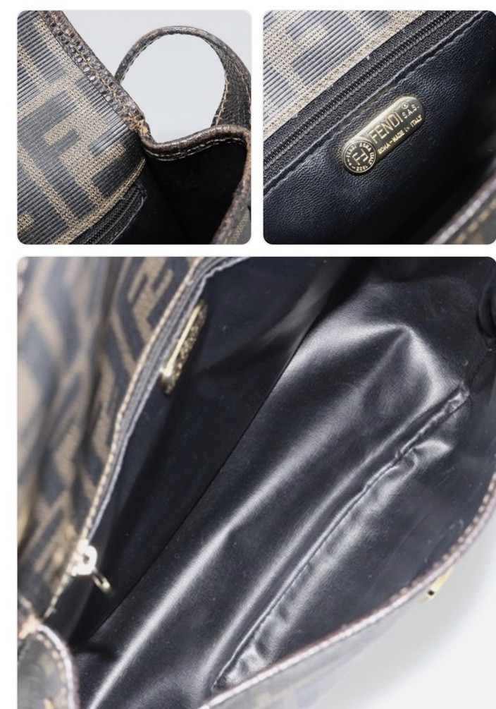 Fendi Zucca FF Monogram Small Crossbody Bag Brown/Black Magnetic Gold