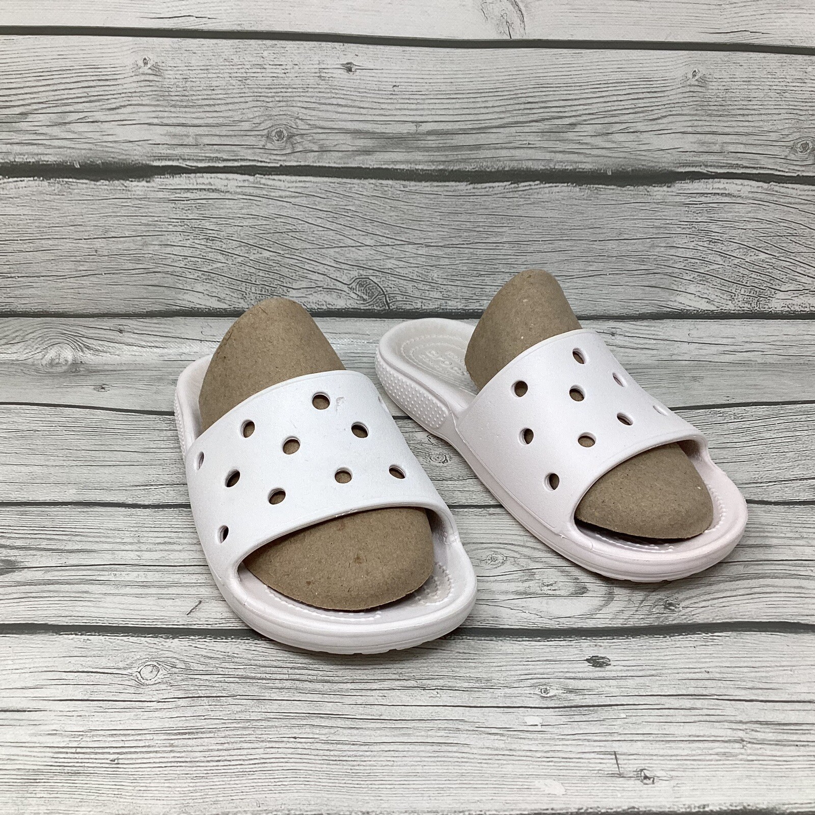 Crocs Classic Slide Sandals Slippers White Slip On Size W6 M4