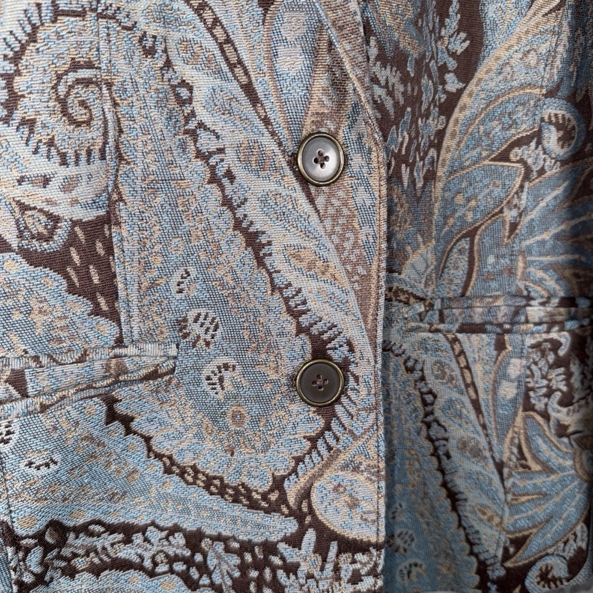 Rafaella Paisley Tapestry Blue Brown Blazer Women’s Size 6 Boho Office Lined