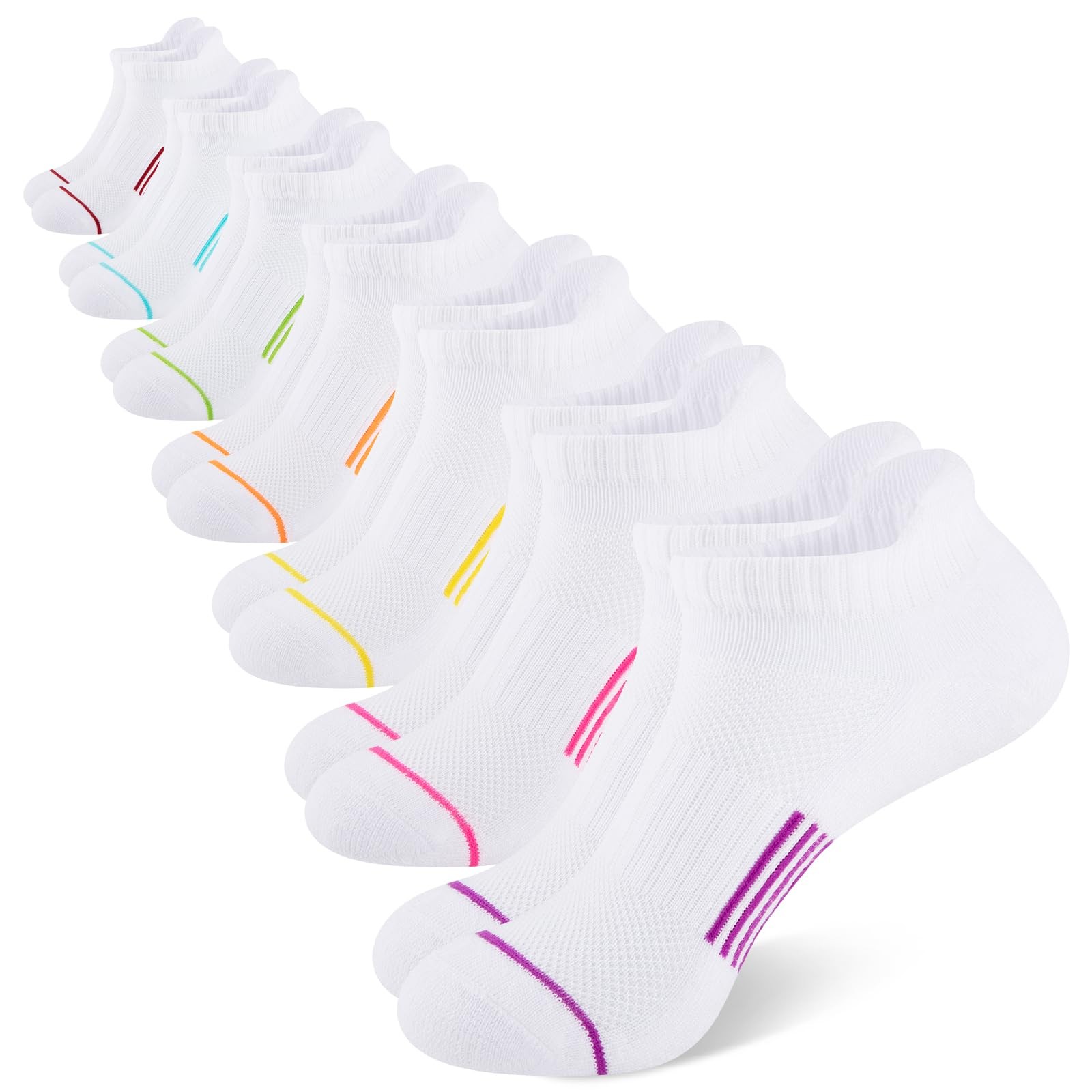 7 Pairs Womens Ankle Socks Athletic Cushioned Anti-Blister Running Low Cut So.