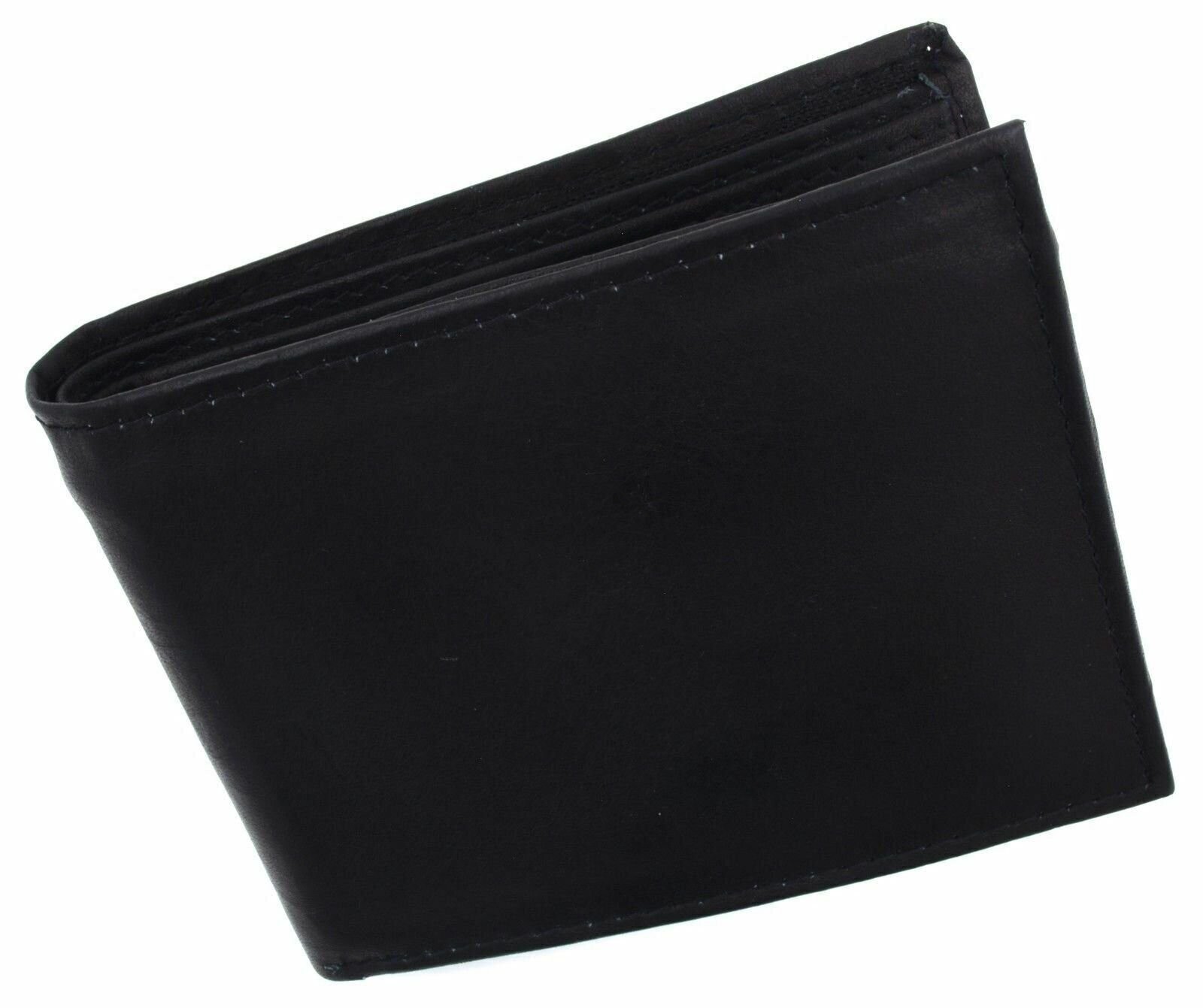 Leather Double Bill BiFold 6 Credit Card Black Men’s Wallet Marshal