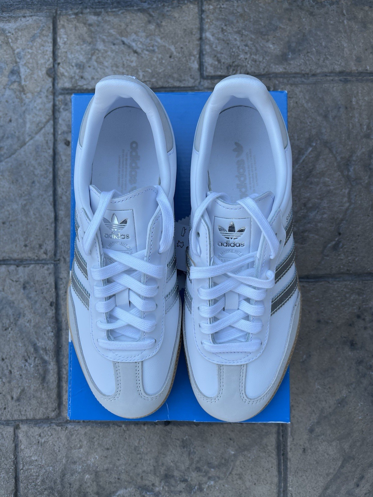 Size US 6 Women’s – Adidas Samba OG ‘White Silver Metallic Grey Sneakers