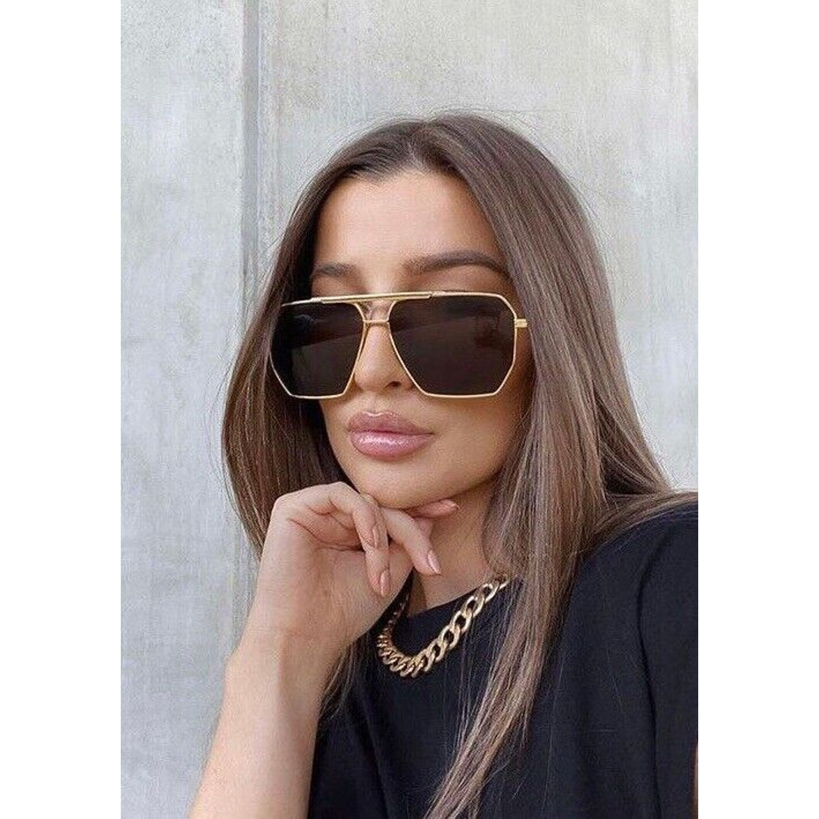 Bottega Veneta BV1012S 003 Gold Brown Lens Square Sunglasses Unisex AUTHENTIC