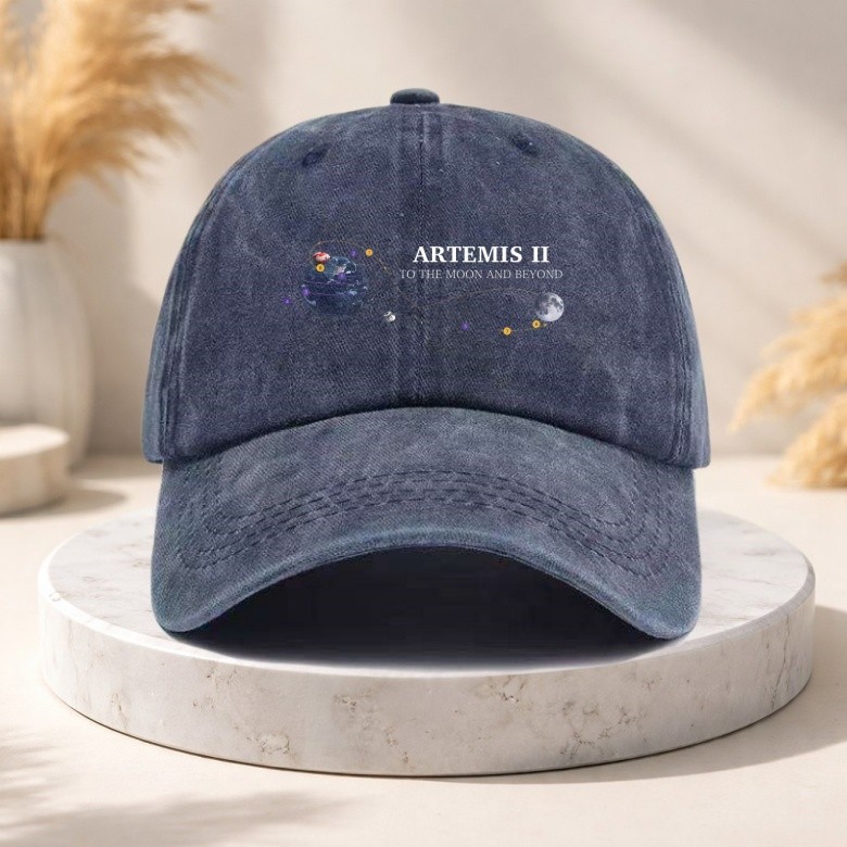 Artemis II To The Moon And Beyond Washed Cotton Baseball Cap Space Mission Hat
