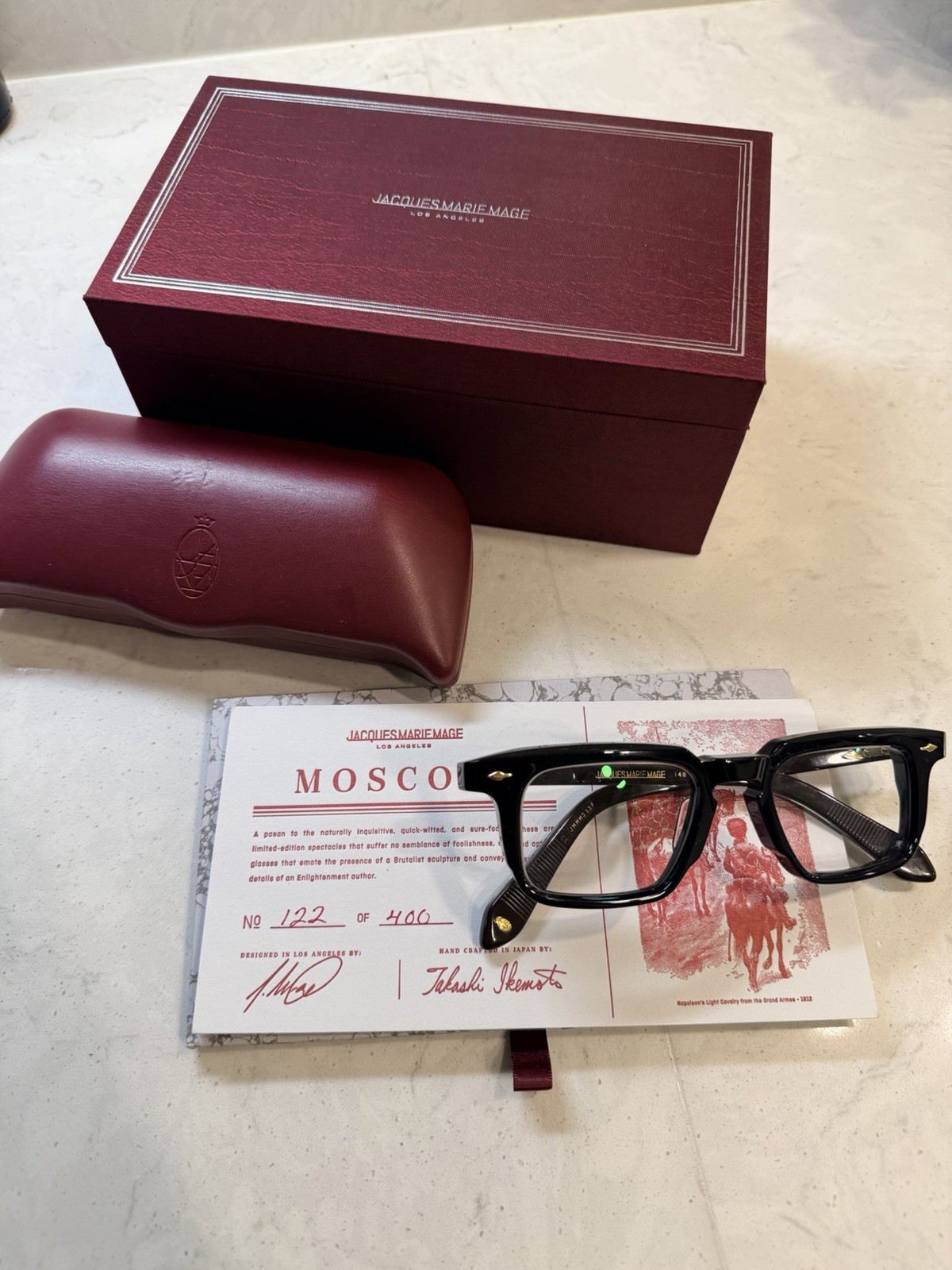 Jaques Marie Mage JMM Glasses – Moscova /black With gold Hardware Box and Papers