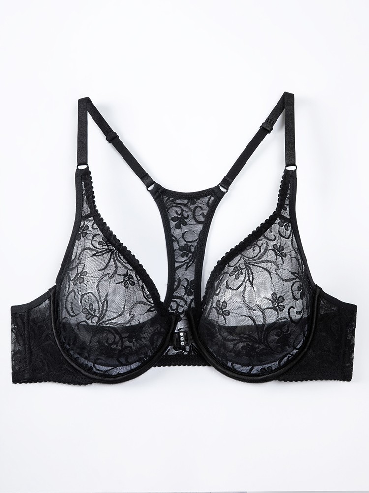 Front Closure Women Bras 32-52 AABCDDE Flat Brassiere Unpads Lace Sexy Lingerie