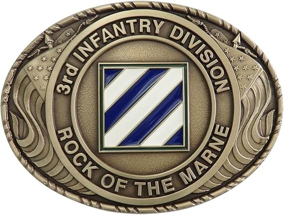 Vintage Design US ARMY 3rd Infantry Division Double USA Flag Solid Brass