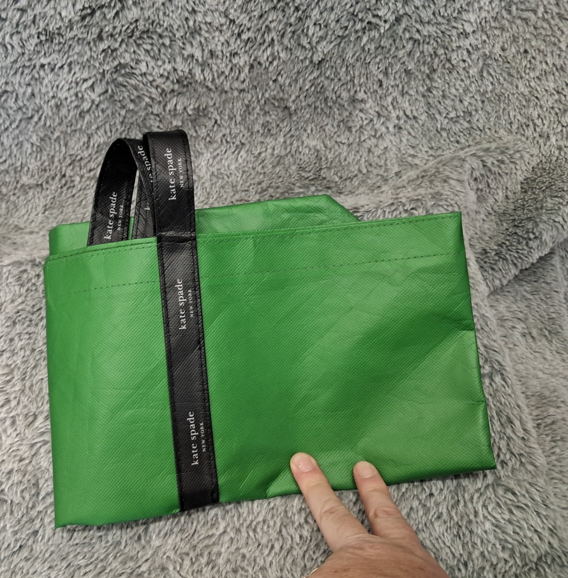 Kate Spade New York Recyclable Tote Shopping Grocery Bag Green Handles Re-usable