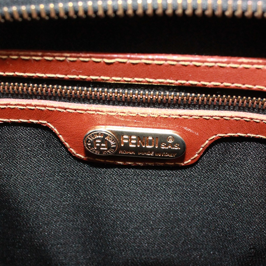 FENDI Mini Boston bag Pecan Pattern Handbag PVC/leather black brown khaki Women