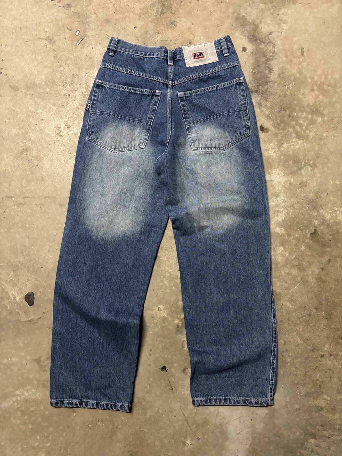 Vintage 30×32 Y2K Baggy Raffaleff American Fashion Blue Denim Jeans Skate