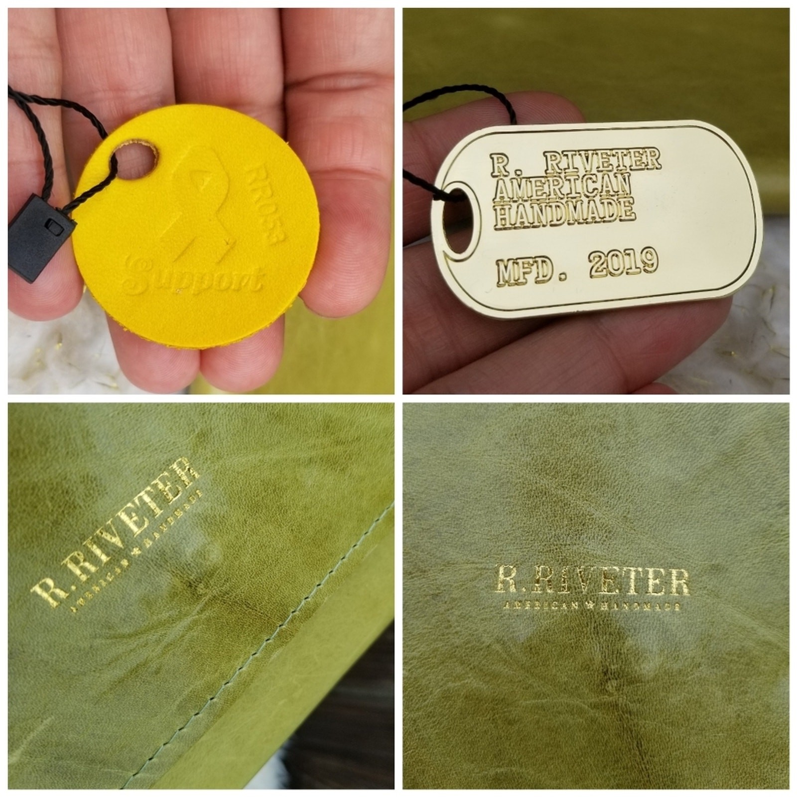 R. Riveter Green Leather Envelope Clutch Handmade Travel Document Folio USA