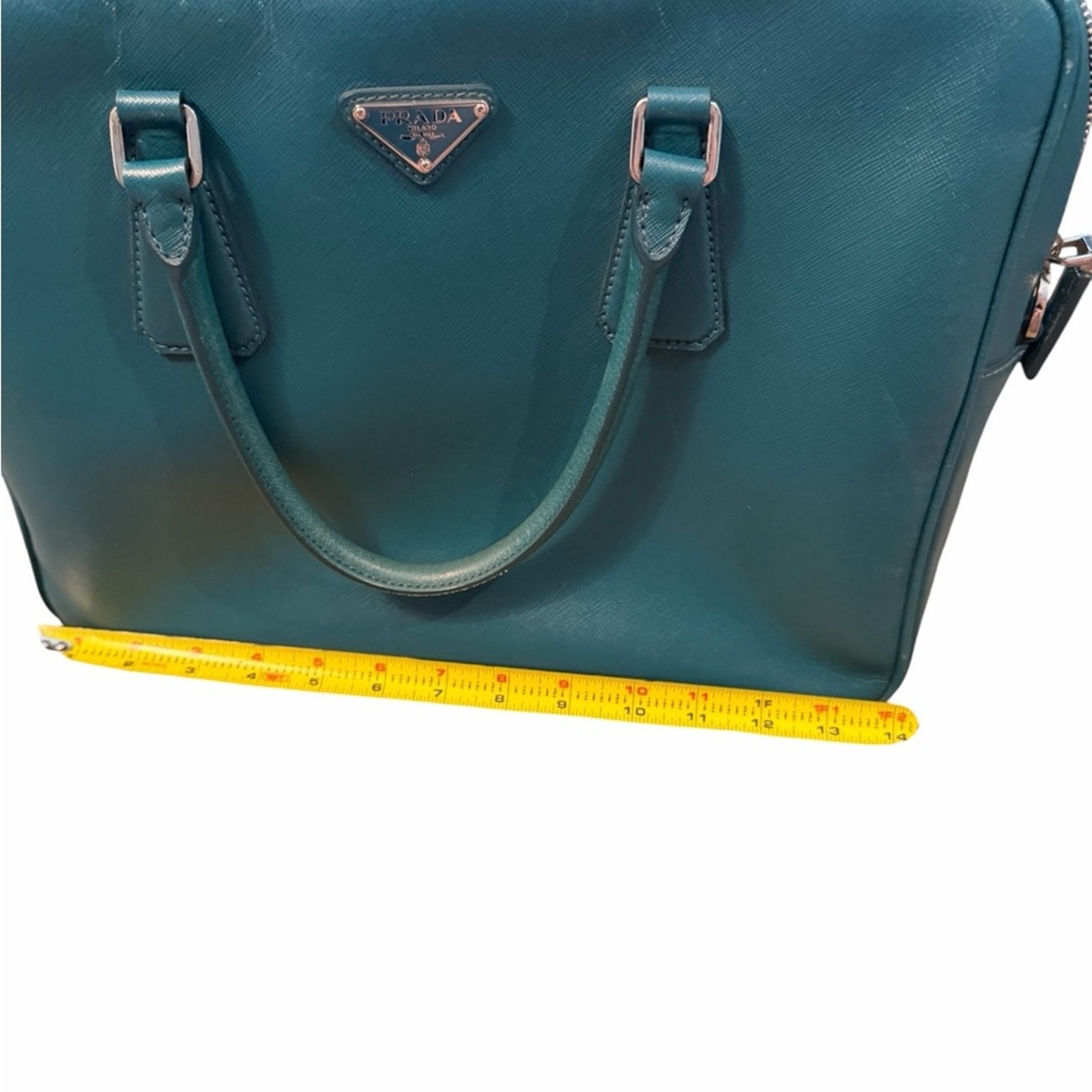 Prada Green Saffiano Leather Tote Briefcase