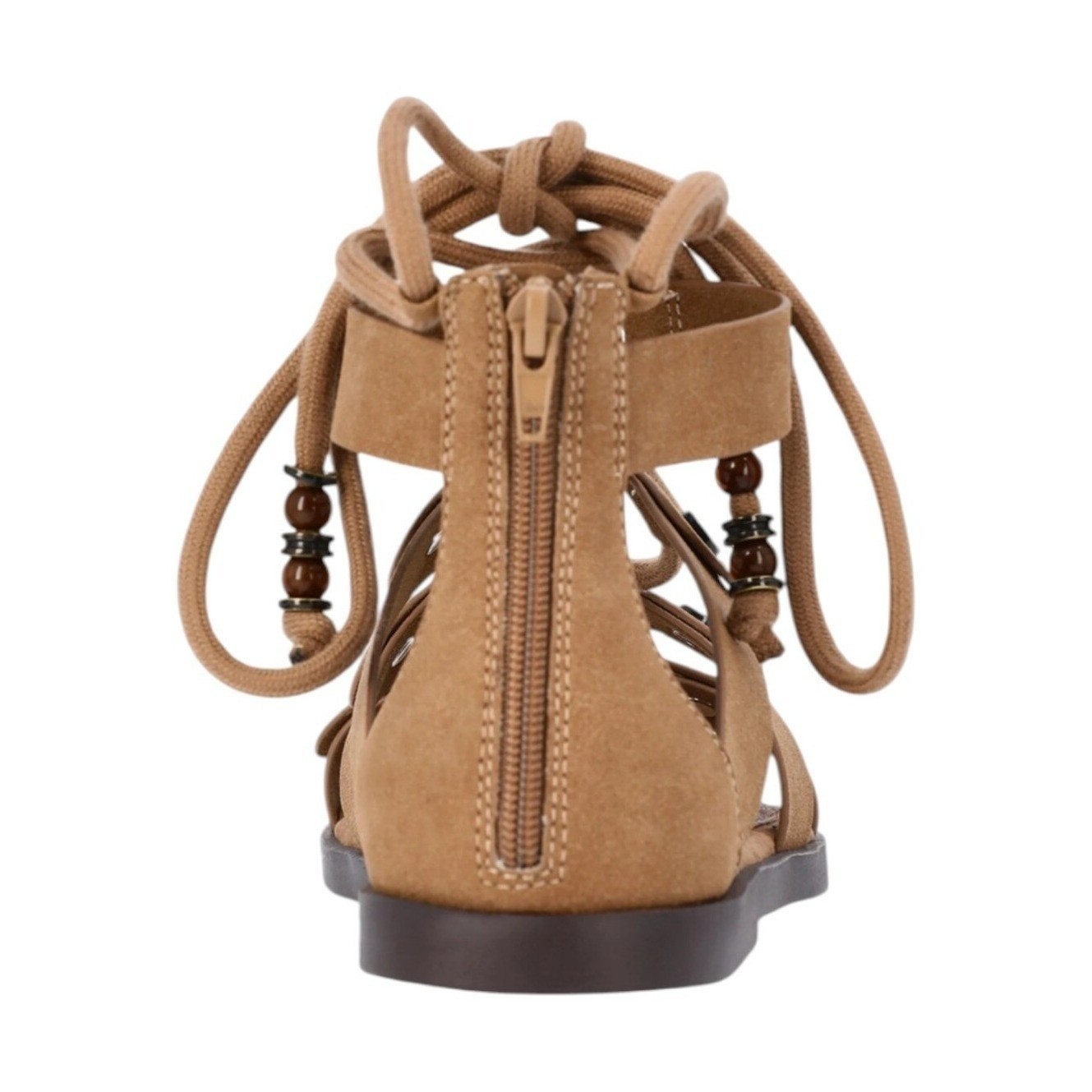 Lace-Up Gladiator Faux Suede Sandals Cognac Brown Size 11 New NWT