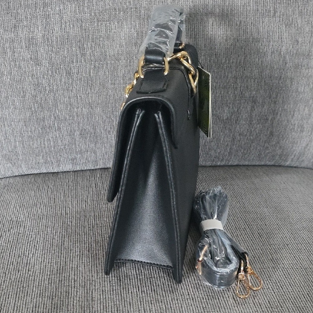 Badgley Mischka Black Crossbody Bag with Gold Accents, NWT.