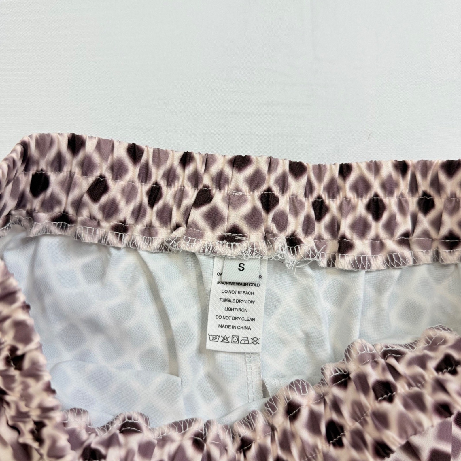 Purple Geometric Diamond Print Lounge Pants Elastic Waist Small Straight Leg