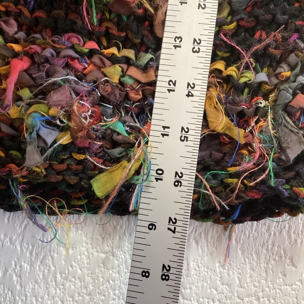 Knit & Crochet Fabric Tie Shabby Chic Vest Multicolor Front Tie Art to Wear