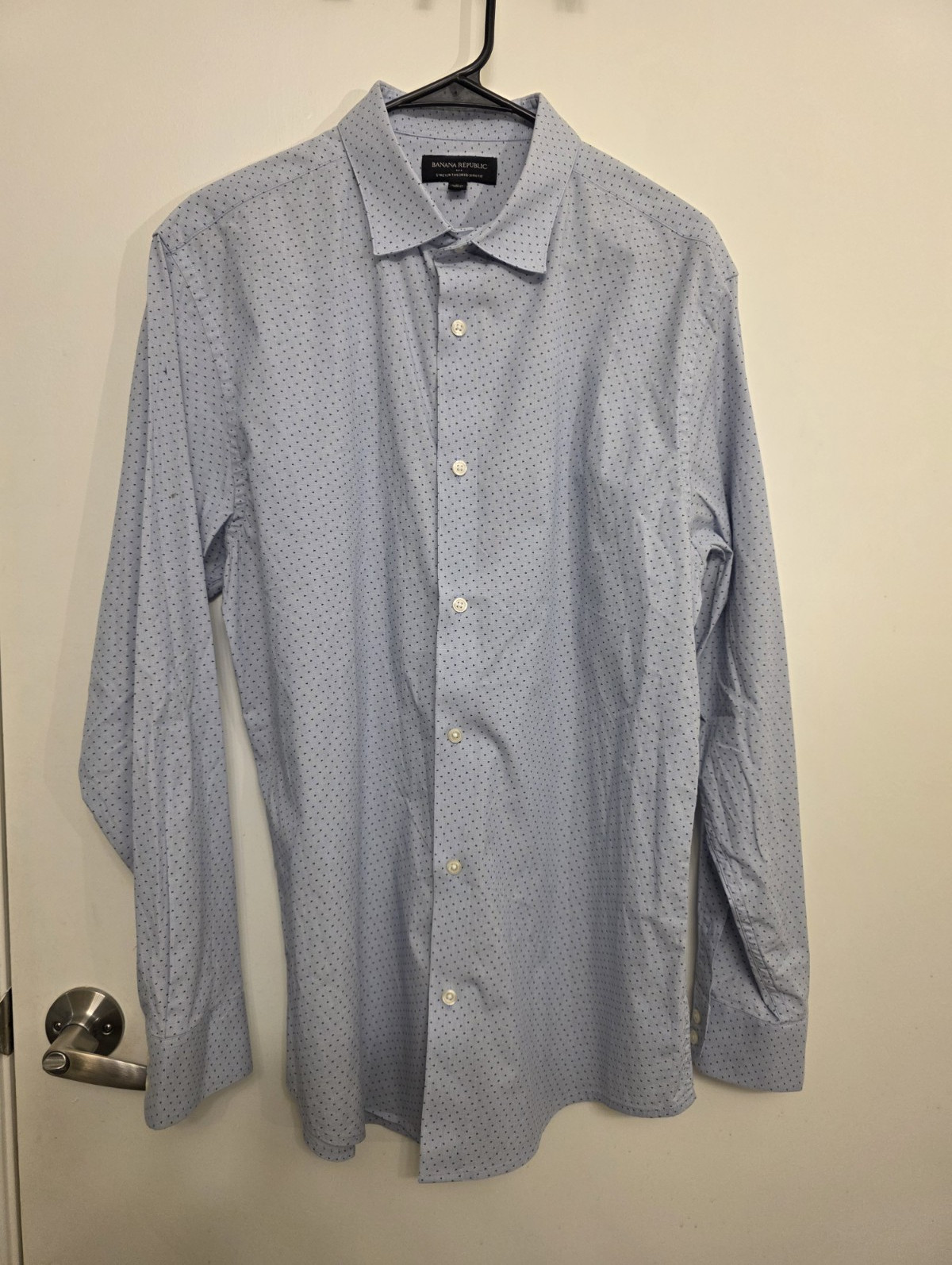 Banana Republic Stretch Tailored Slim Fit Blue Geometric Shirt L 36/37