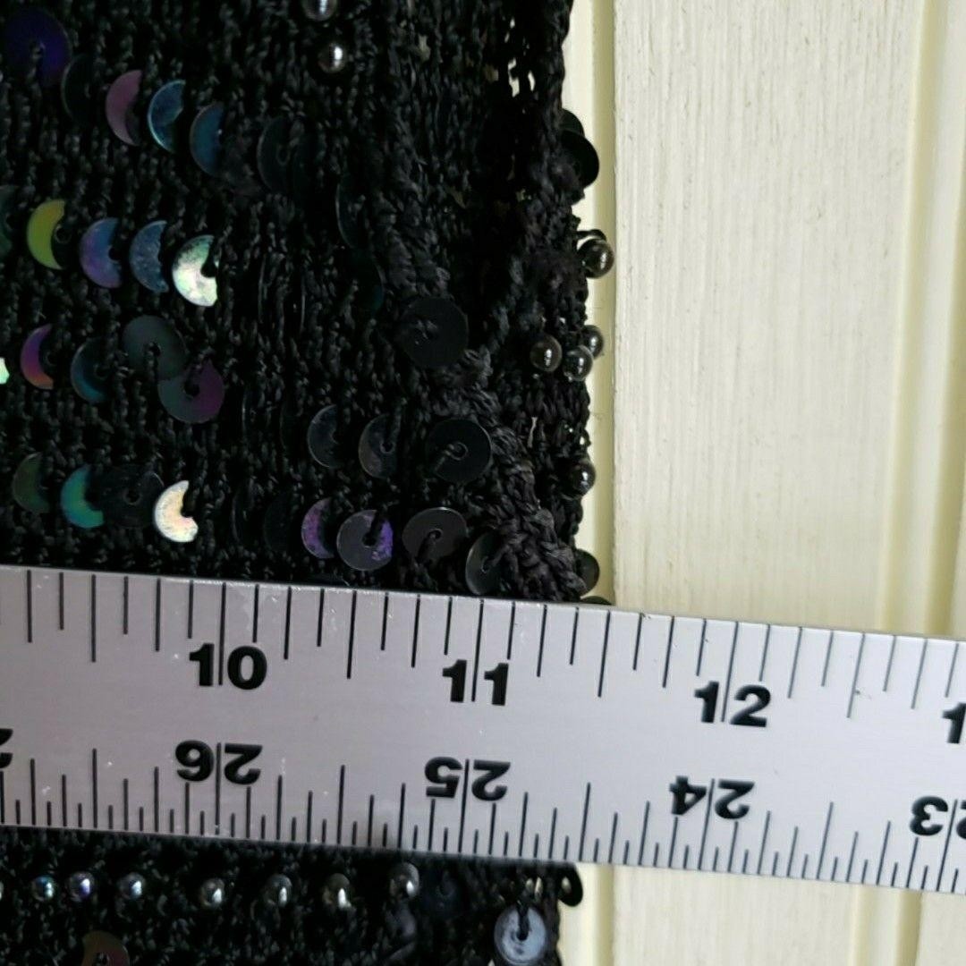Takeout Tank Top Juniors Small Black Scoop Neck Sleeveless Sequin Cami Crochet