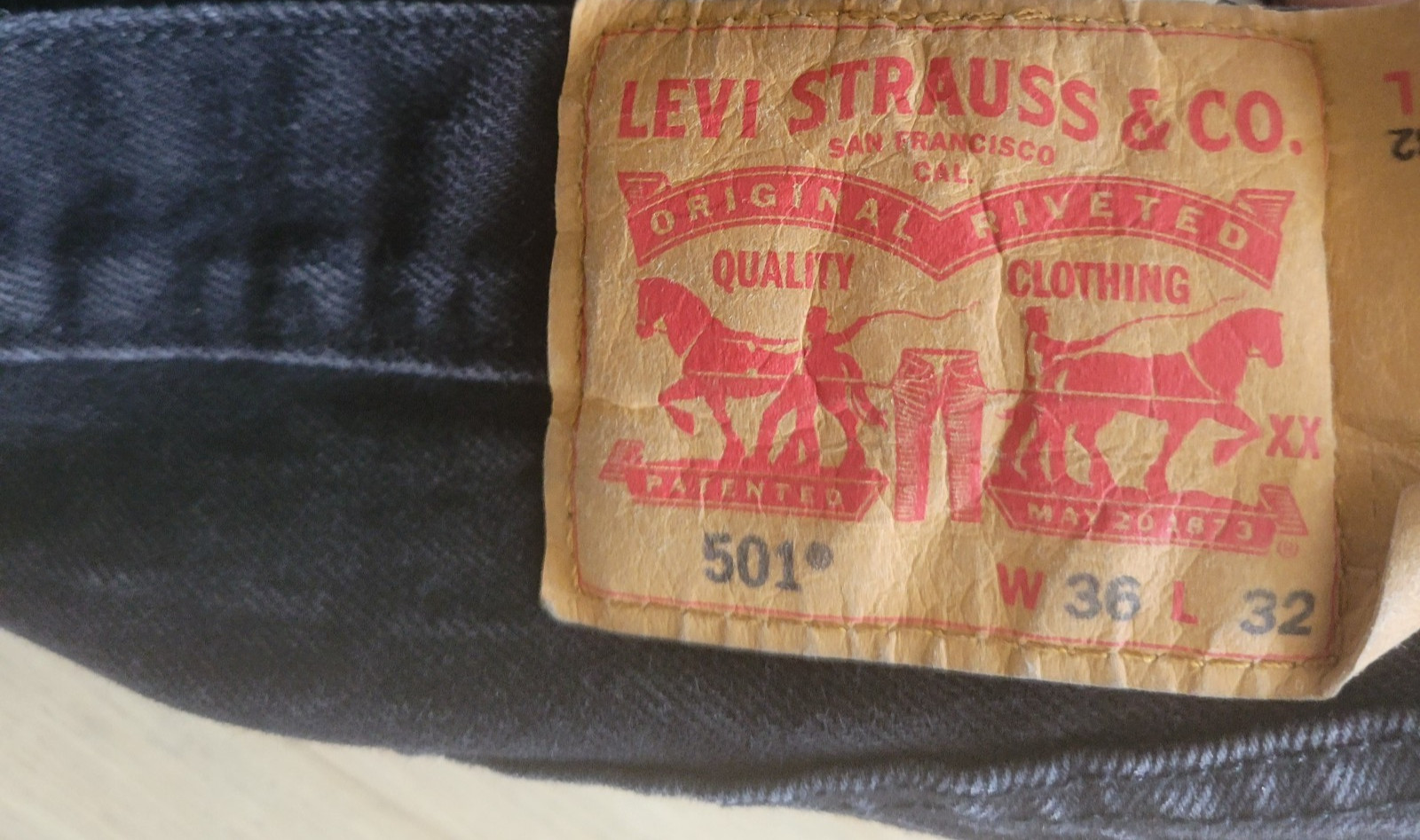 Levi’s 501 Original Fit Jeans Men’s 36×32 Black Wash Straight Leg Classic Denim