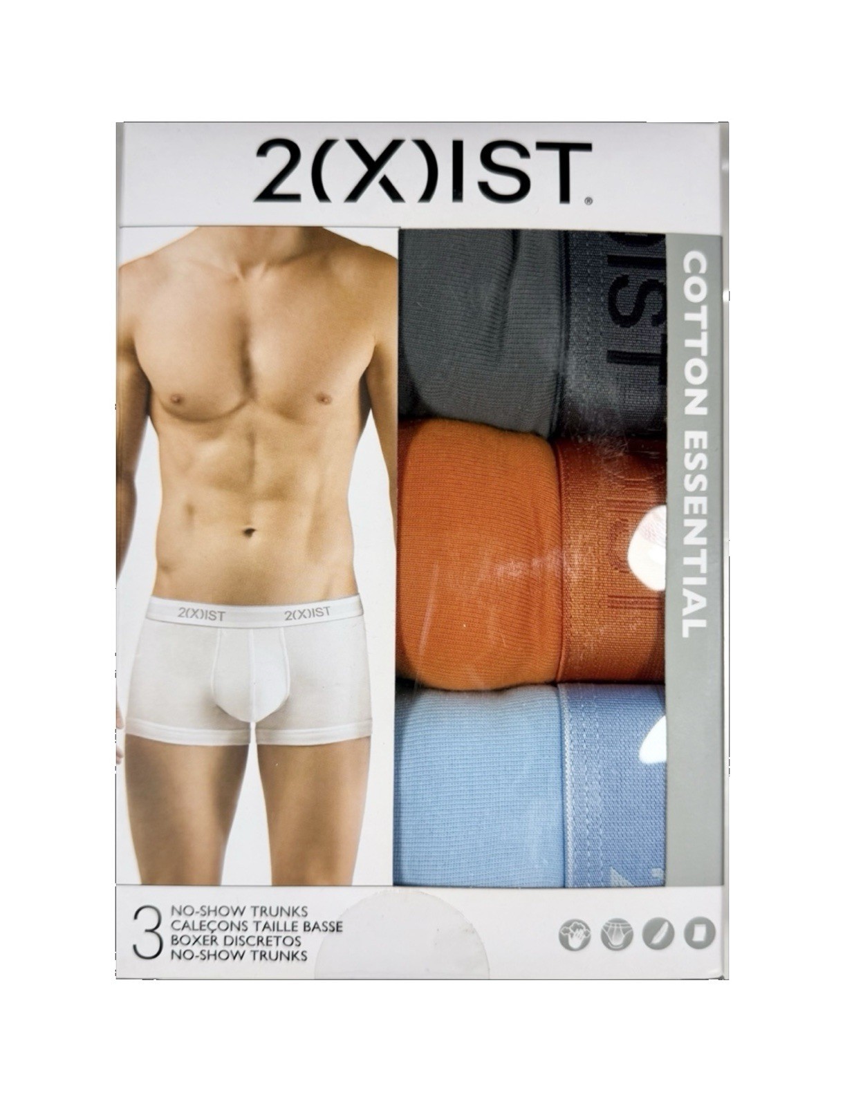NWT 2(X)IST. Sz M. 3 Pack. Essential Cotton No Show Trunk. Multi. MSRP $39.00