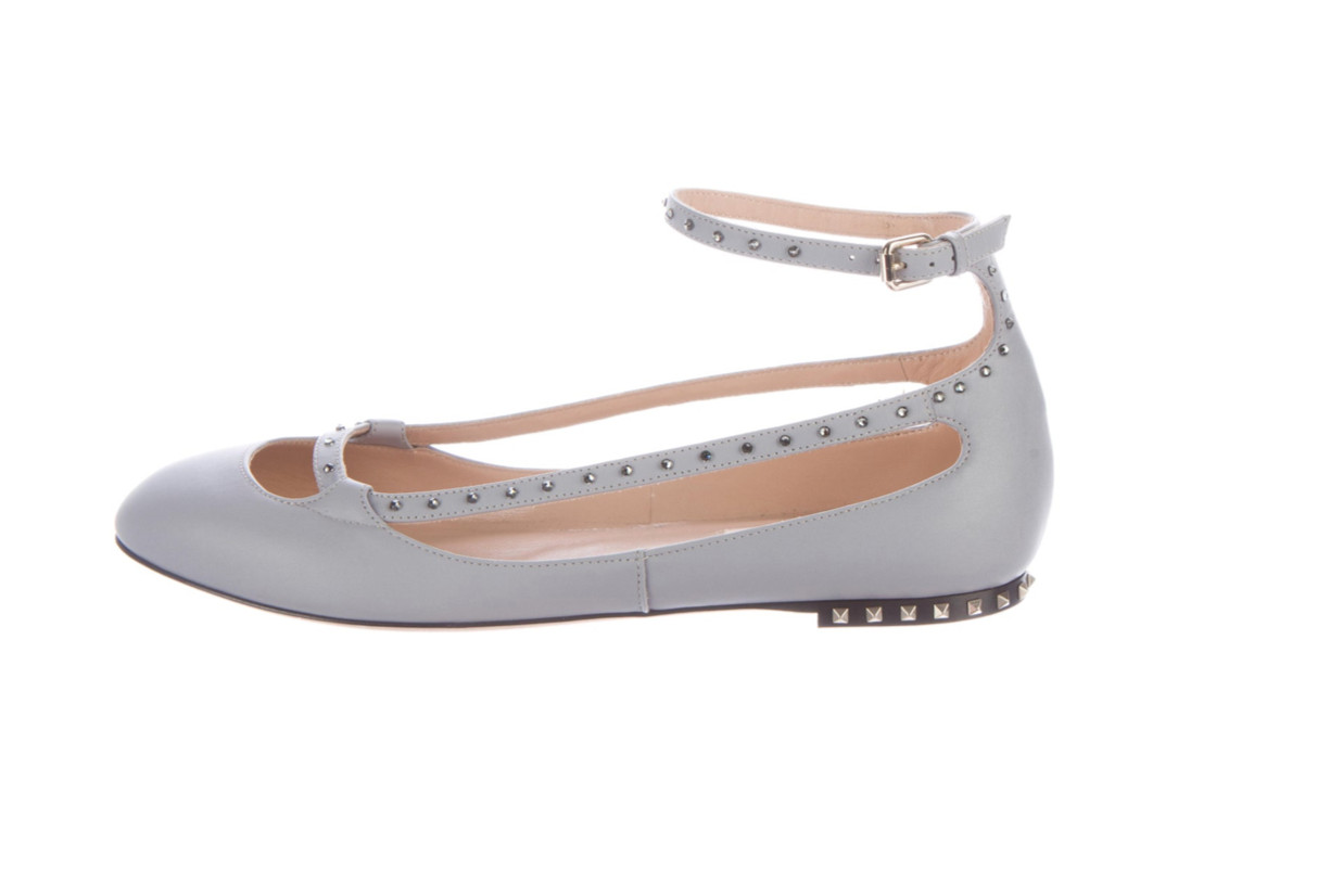 NIB Valentino Stardust Babe Ballerina Rockstar pale blue/grey round toe flats 36