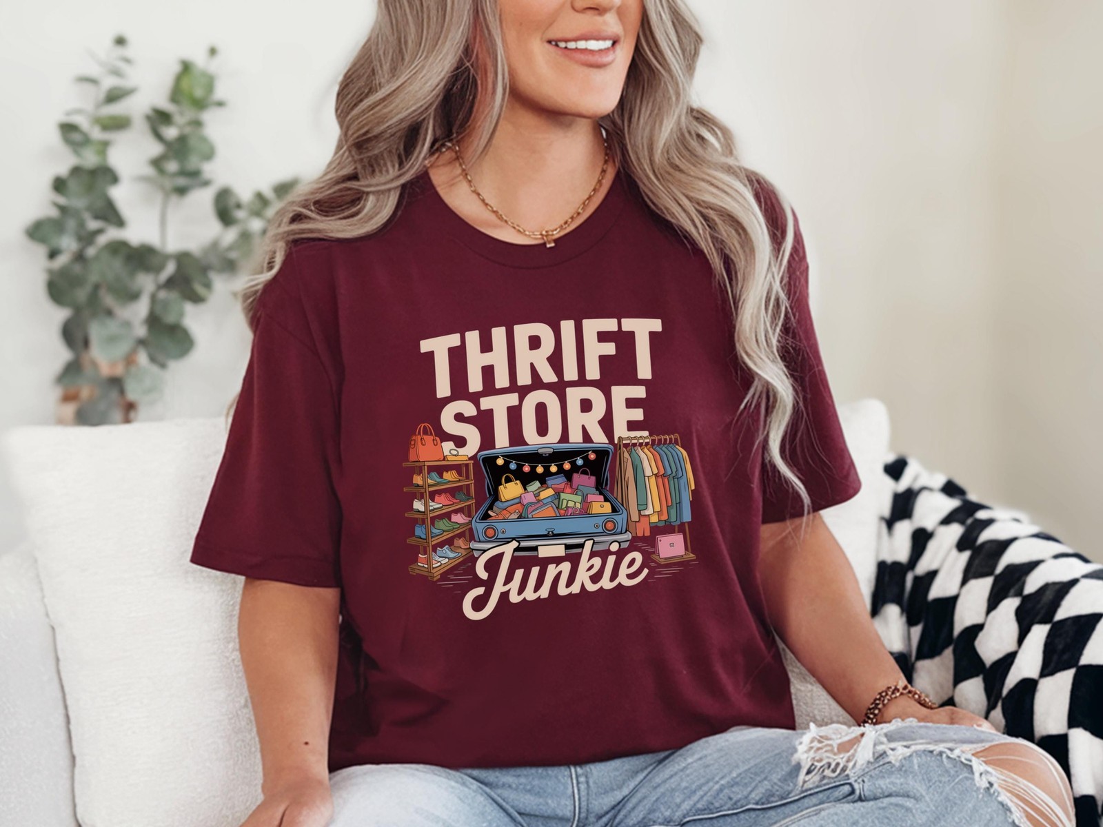Thrift Store Junkie Shirt Thrifting Lover Gift Yard Sales Tee