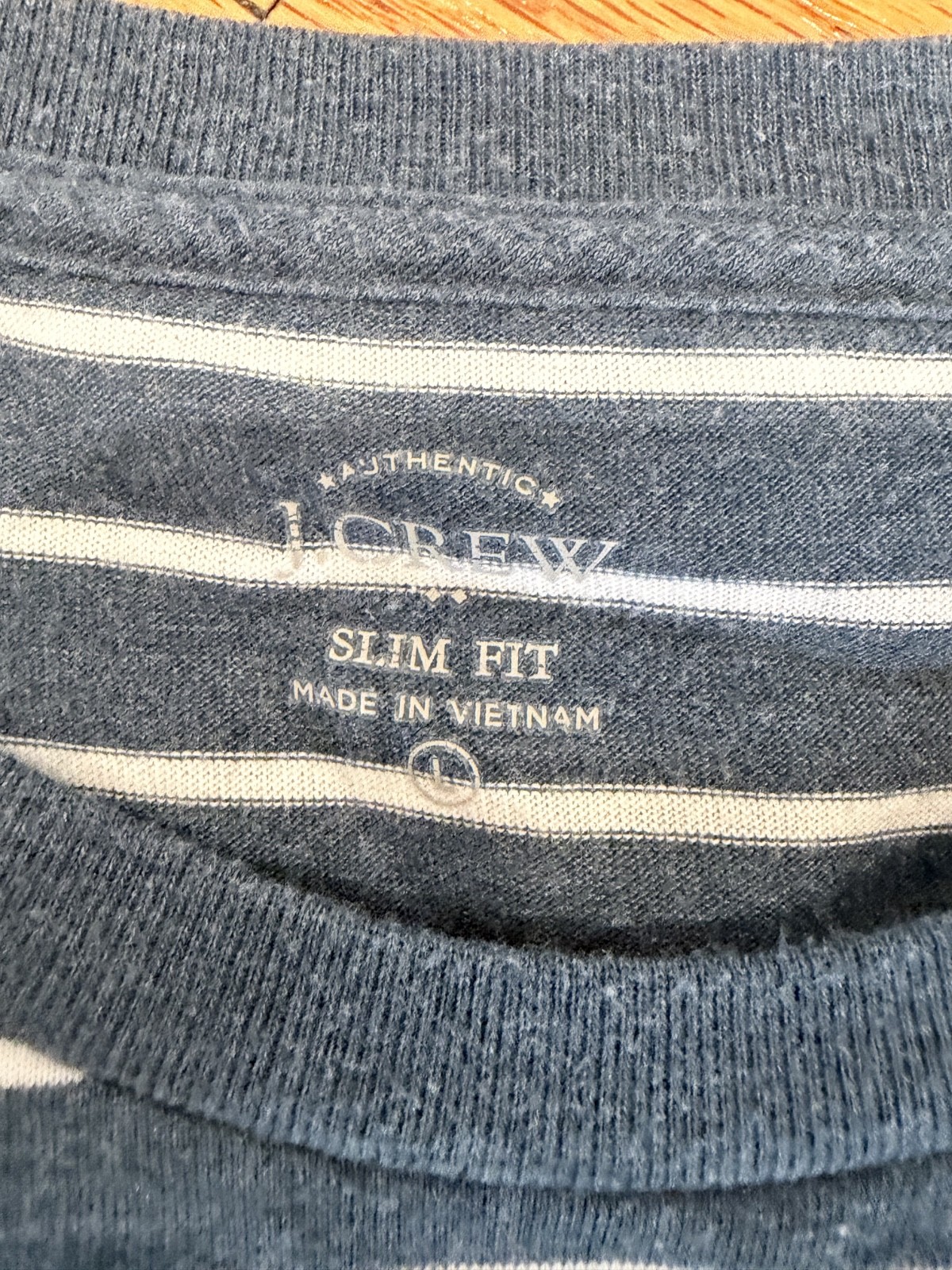 J.Crew Slim Fit Pocket Tee L Navy White Stripe Crewneck Authentic Cotton