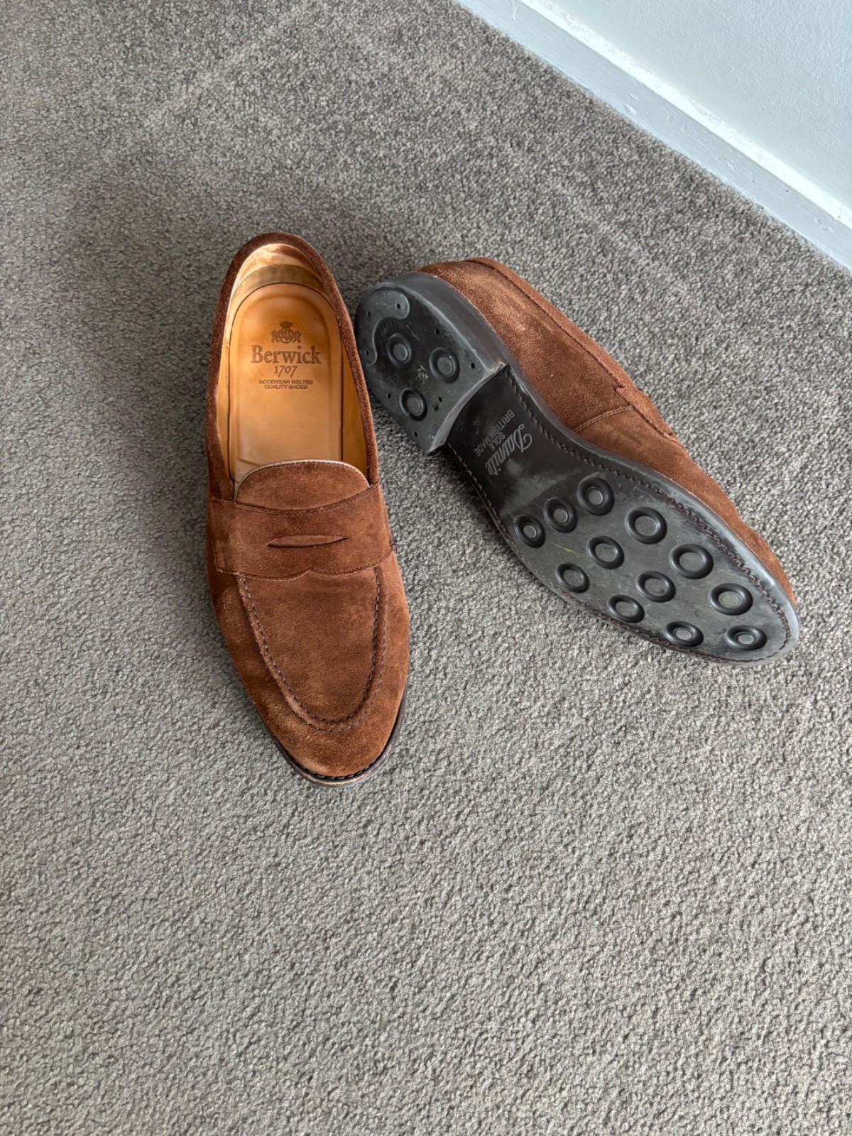 Berwick Polo Suede Penny Loafer Goodyear Welted 10.5 UK 11.5 US Mens