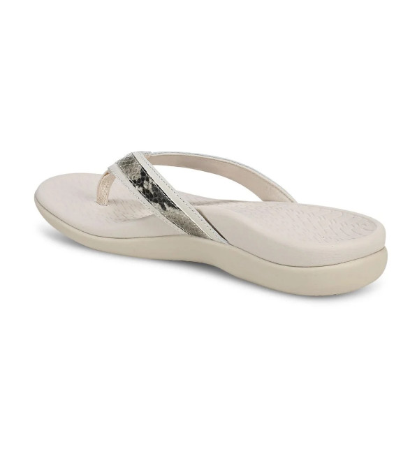 VIONIC Tide 2.0 Toe Post Sandal, Cream Snake Print Leather